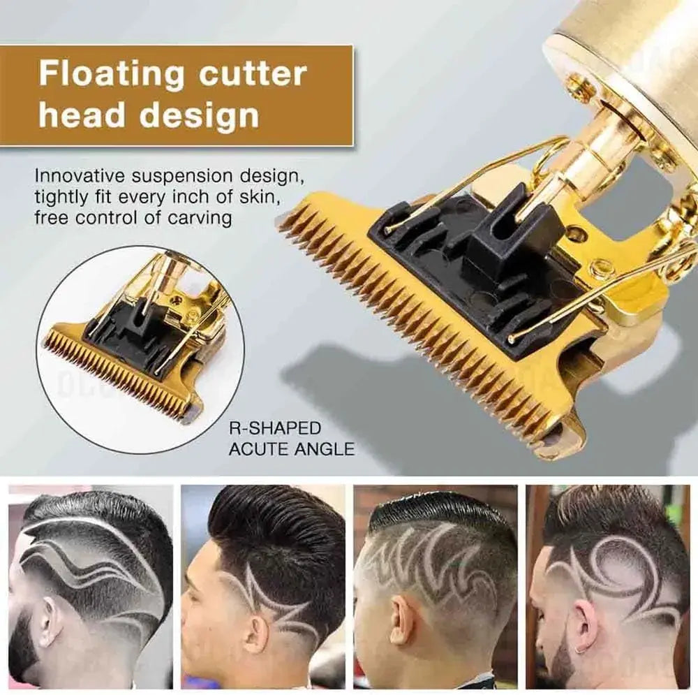 Professional T9 Metal Body Cordless Hair Clipper & Beard Trimmer Kit