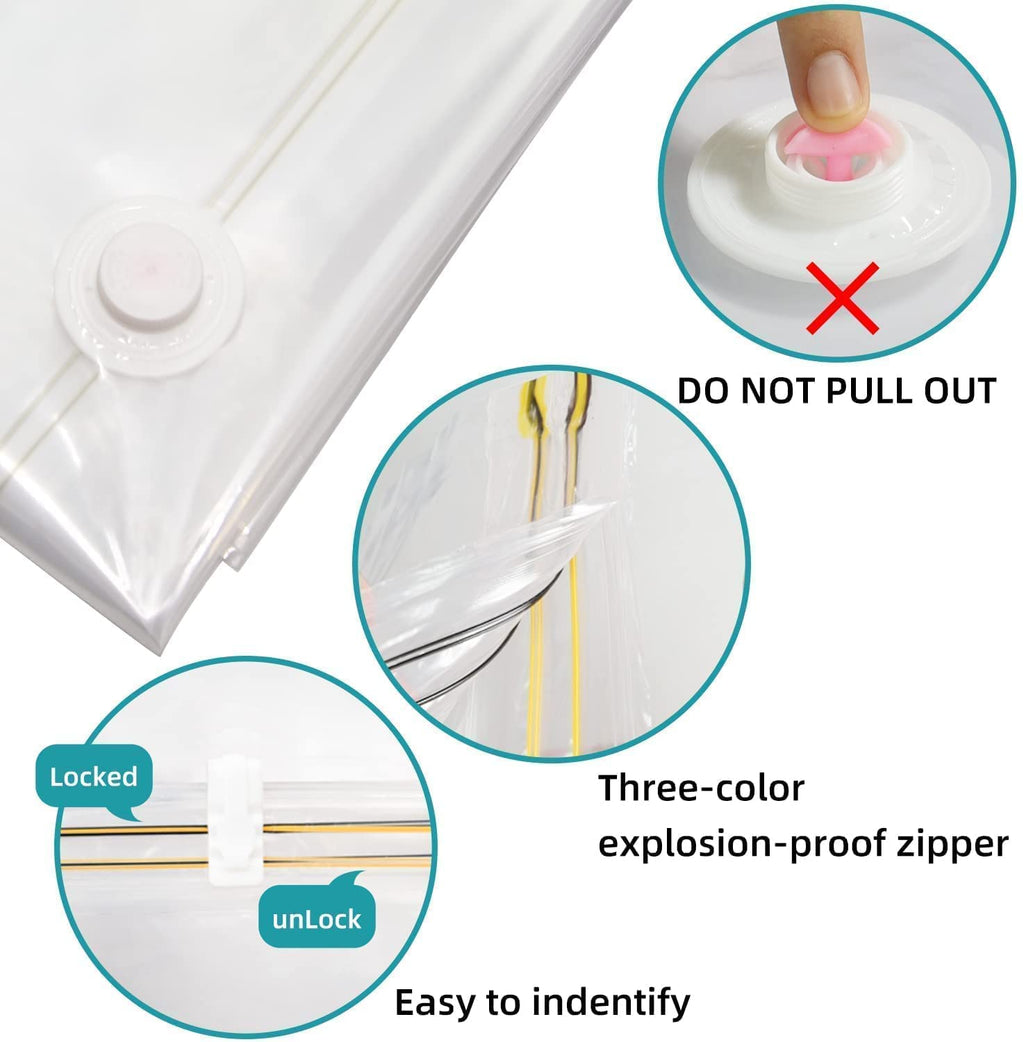 Vacuum Space Saving Compression Storage Bags Kit – 5 Bags + 1 Manual Suction Pump