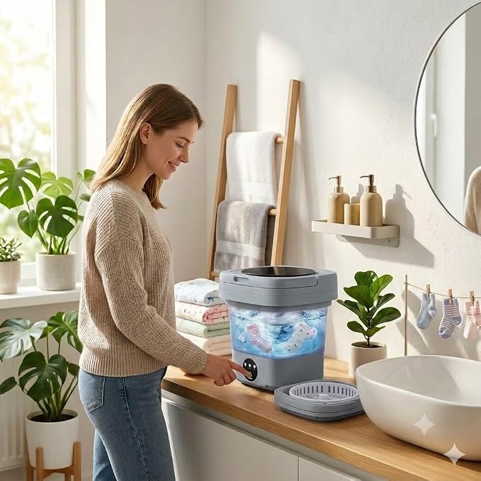 Home.Co- Foldable Mini Washing Machine - With Spin Dryer