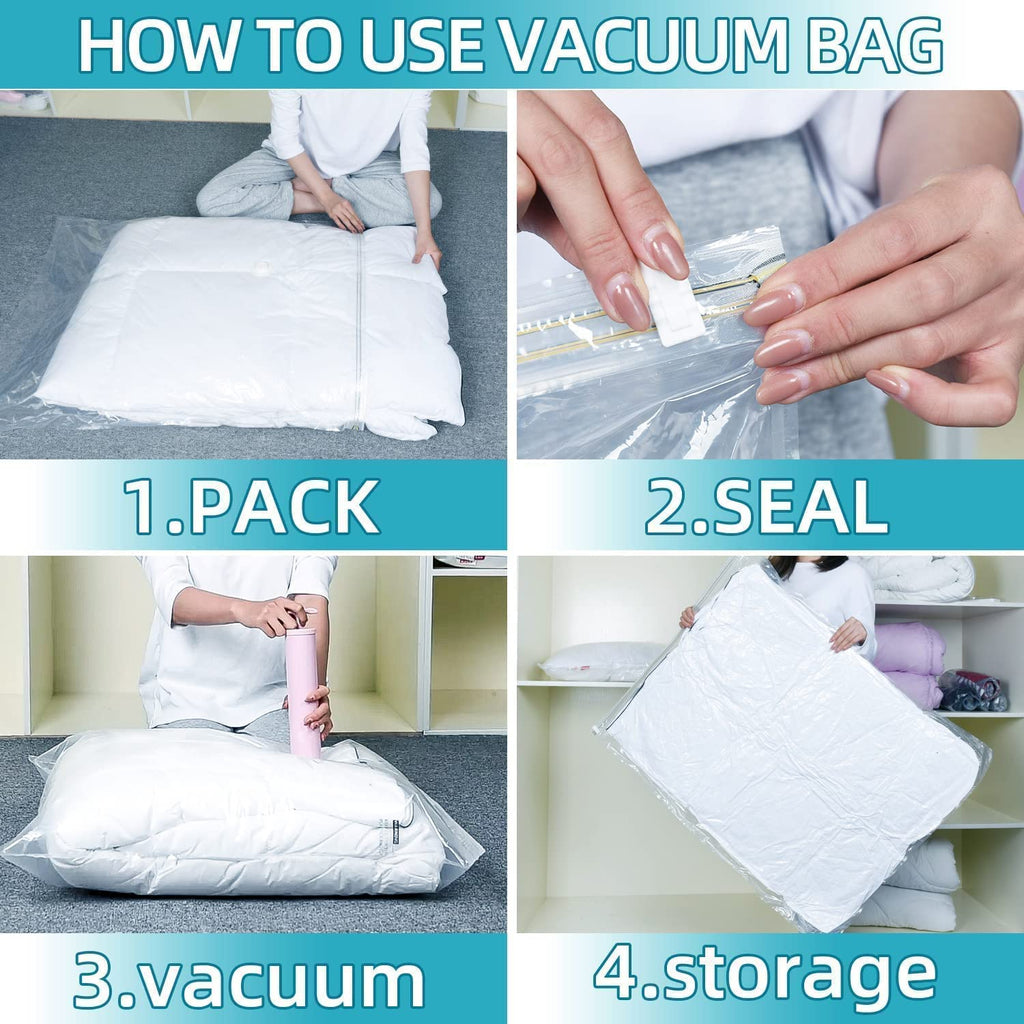 Vacuum Space Saving Compression Storage Bags Kit – 5 Bags + 1 Manual Suction Pump