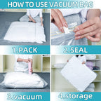 Vacuum Space Saving Compression Storage Bags Kit – 5 Bags + 1 Manual Suction Pump