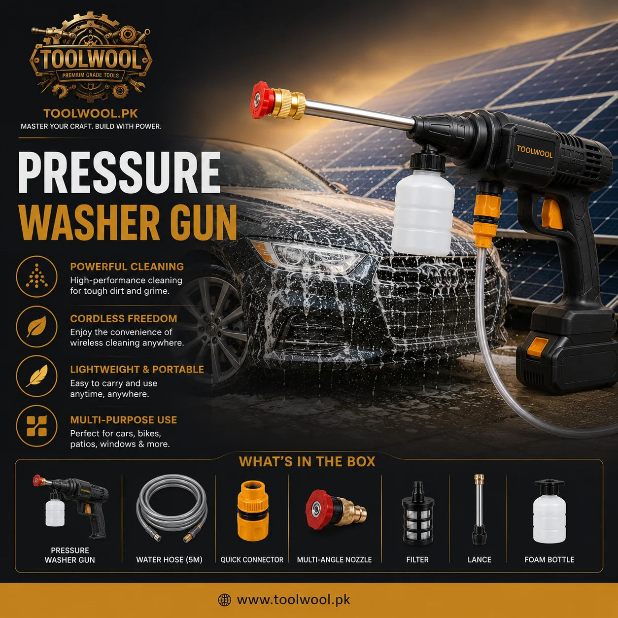 48V Max Cordless High Pressure Water Jet Gun – Portable Wireless Car Wash Foam Sprayer