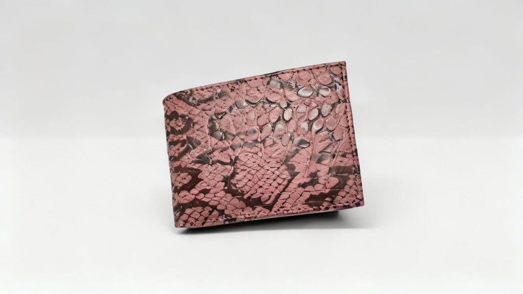 Men's Slim Leather Wallet – Textured Exotic Snake Pattern Pocket Organizer