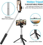 4-in-1 Bluetooth Selfie Stick Tripod Stand – 700mm Extendable Vlog Pole with LED Fill Light