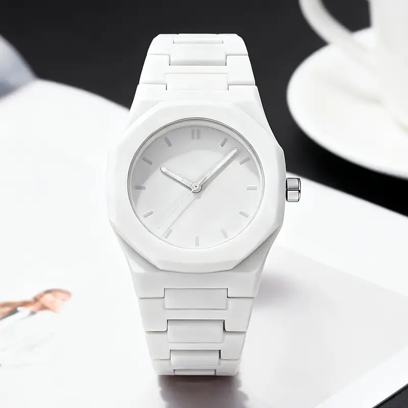 White Aura Premium Wrist Watch – Lightweight Fashion Watch with Butterfly Lock