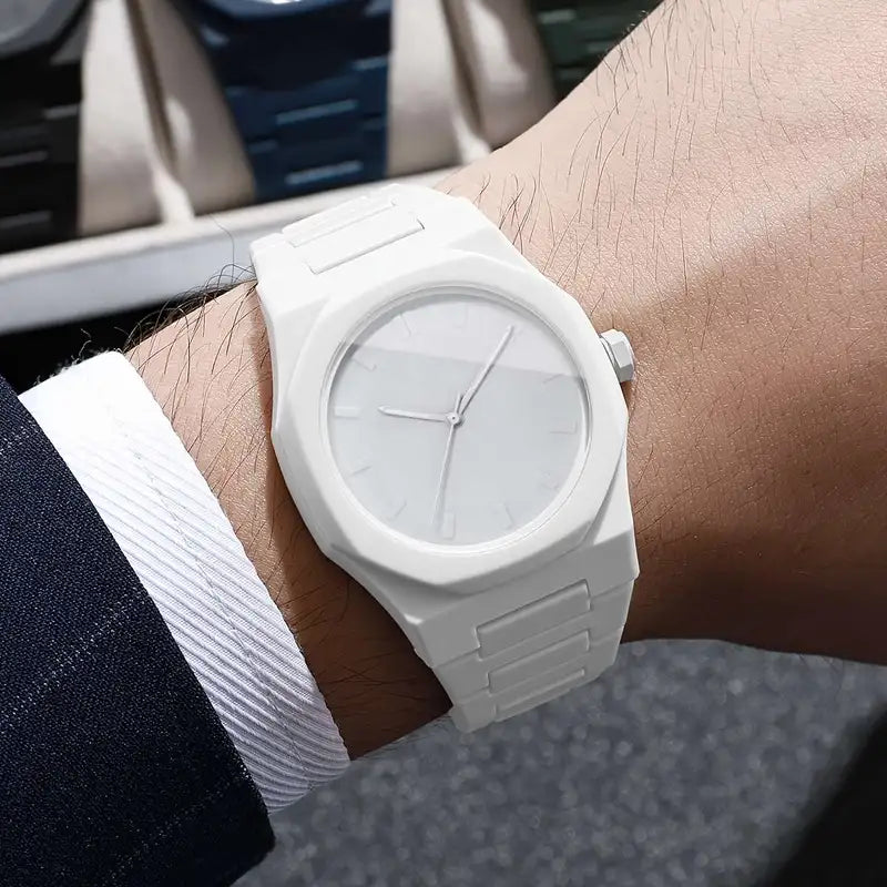 White Aura Premium Wrist Watch – Lightweight Fashion Watch with Butterfly Lock