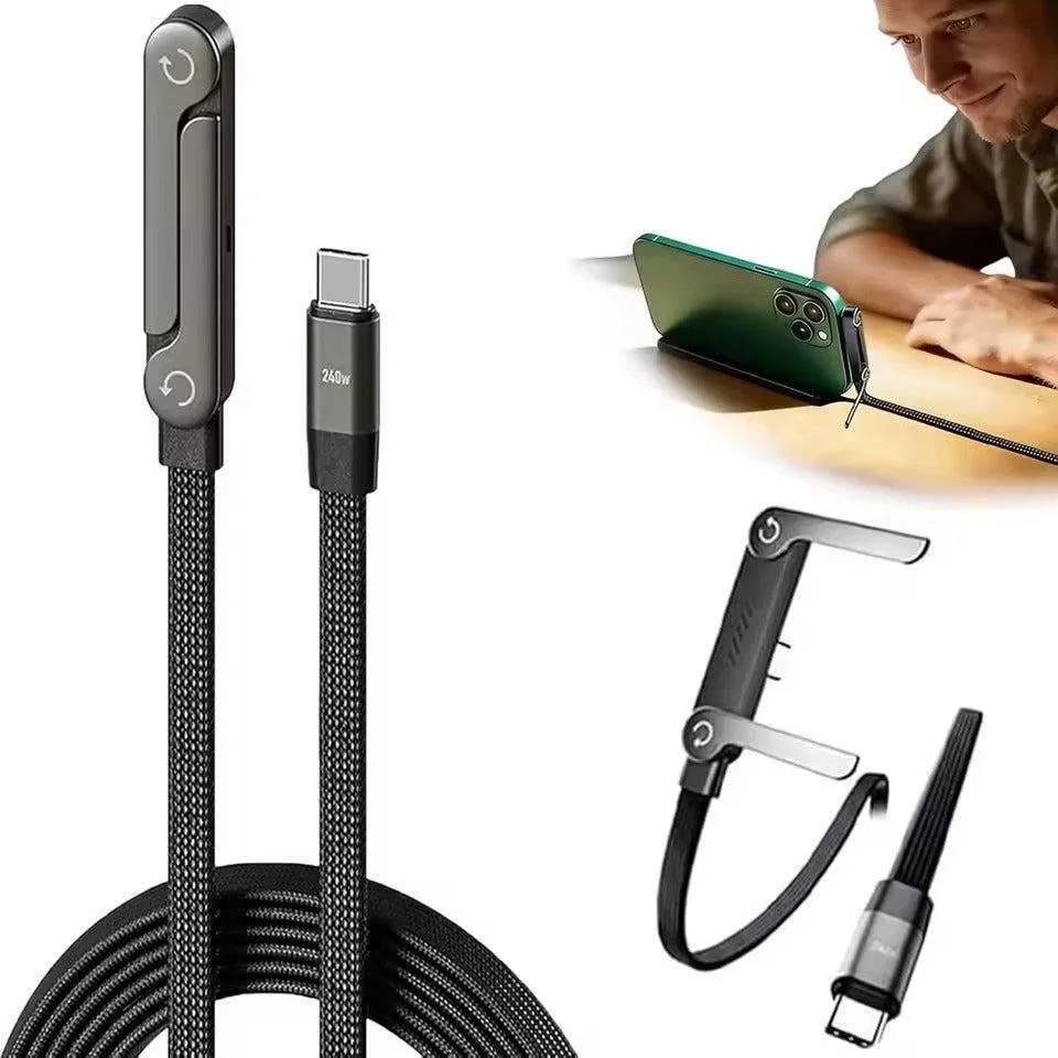 2-in-1 Type-C Fast Charging Cable – Dual Multi-Head Braided USB Power Cord