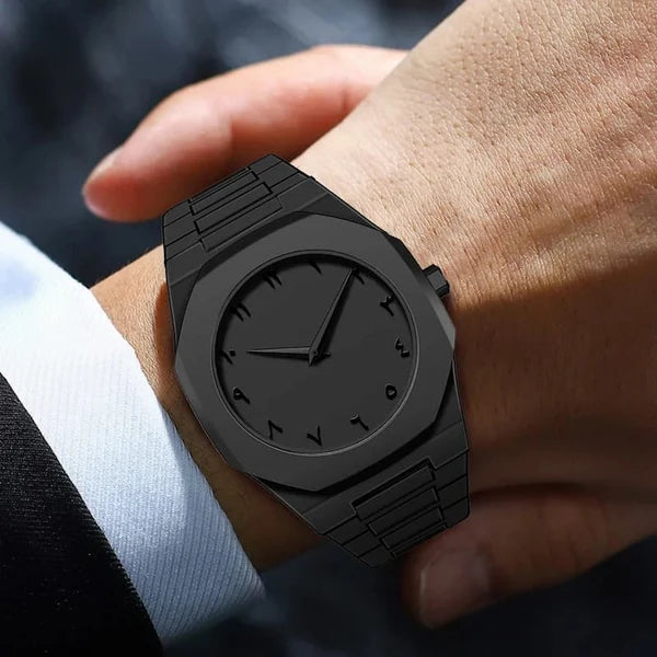 Black Arabic Aura Wrist Watch – Lightweight Fiber Plastic Trendy Timepiece