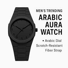 Black Arabic Aura Wrist Watch – Lightweight Fiber Plastic Trendy Timepiece