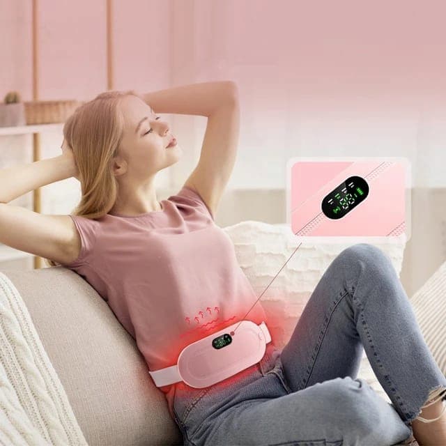 Period Pain Cramp Relief Belt -Portable Menstrual Heating Pad, Heated Belly Belt for Menstrual Cramp Relief with 3 Heat Levels and 4 Modes, Electric Belt Massage for Women and Girls