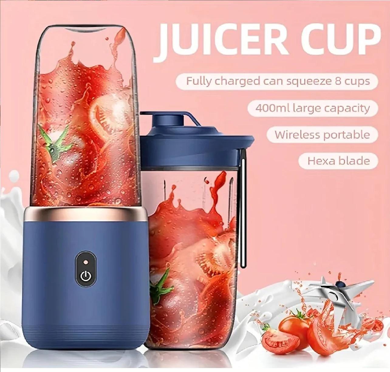 Hexa-Blade Rechargeable Portable Juicer Blender – 400ml Personal Smoothie Maker Cup